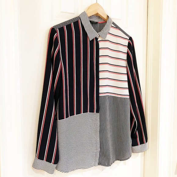 RW&CO Multi Striped Women's Button Up Shirt - Picture 2 of 7